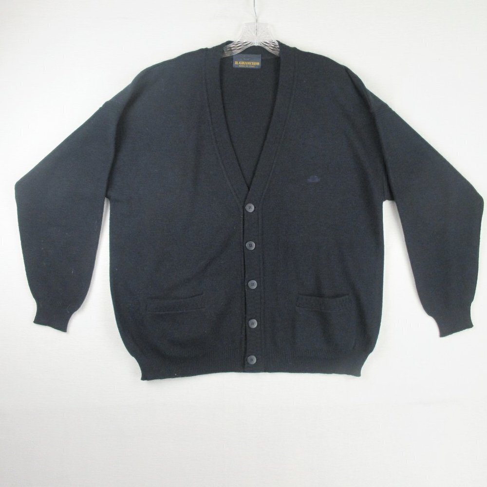 Il Granchio V neck Navy Cardigan Size XL Crab Emblem